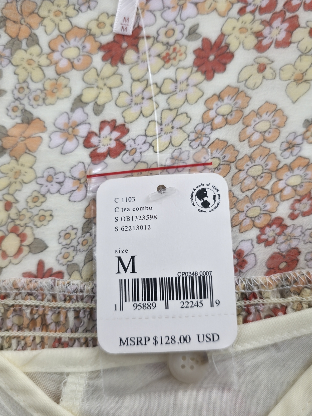 NWT Free People Floral Mini Dress Button Front Cottagecore Size M - Picture 11 of 15